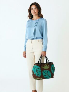 Talbots Floral Tapestry Canvas Shoulder Bag Structured Classic Chic Tote